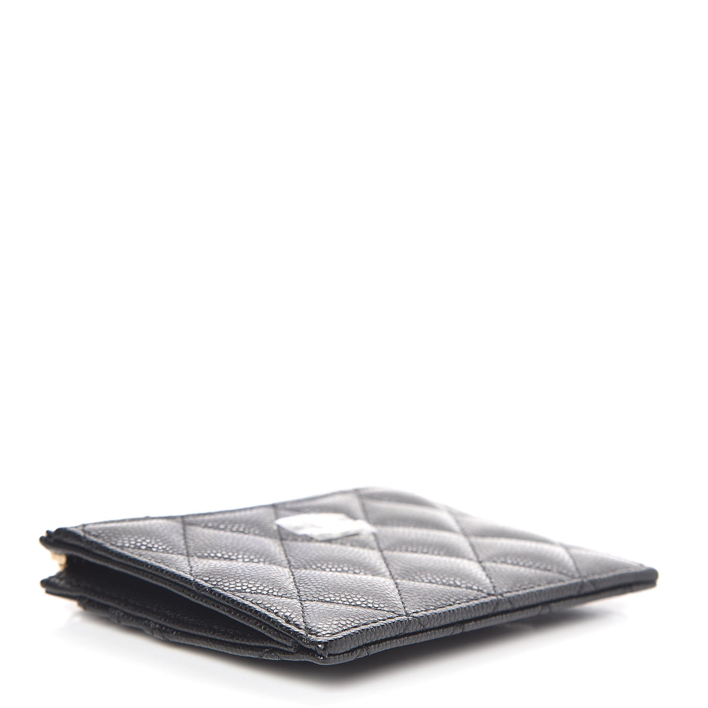 Caviar Quilted CC Zip Card Holder Black