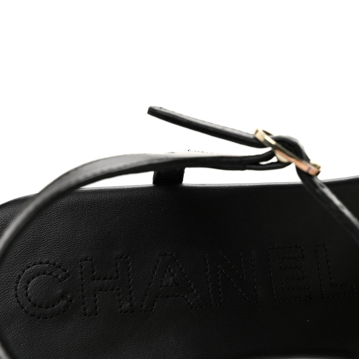Lambskin Enamel CC Thong Sandals 41 Black