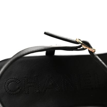 Chanel Lambskin Enamel CC Thong Sandals 41 Black 8 of 10