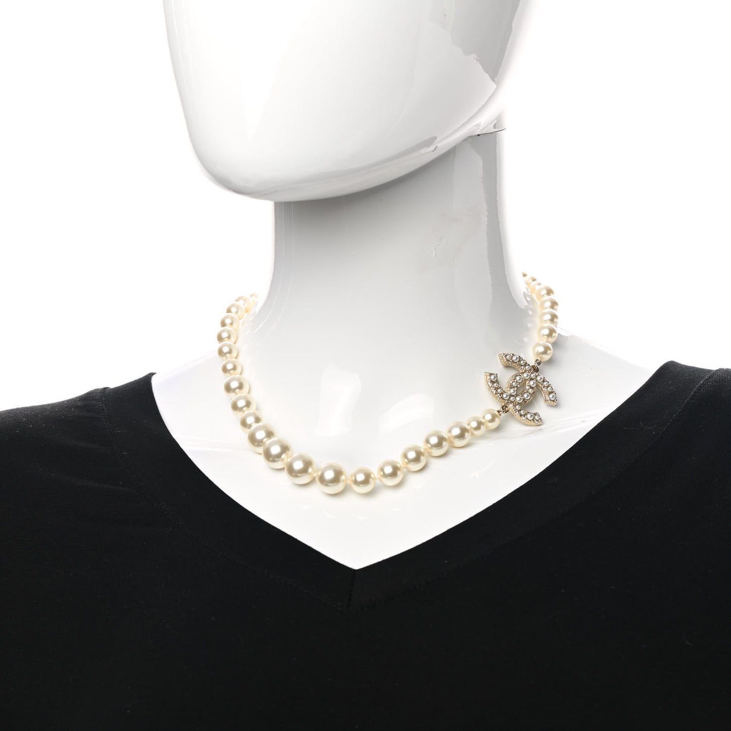 Pearl CC 100th Anniversary Necklace Light Gold