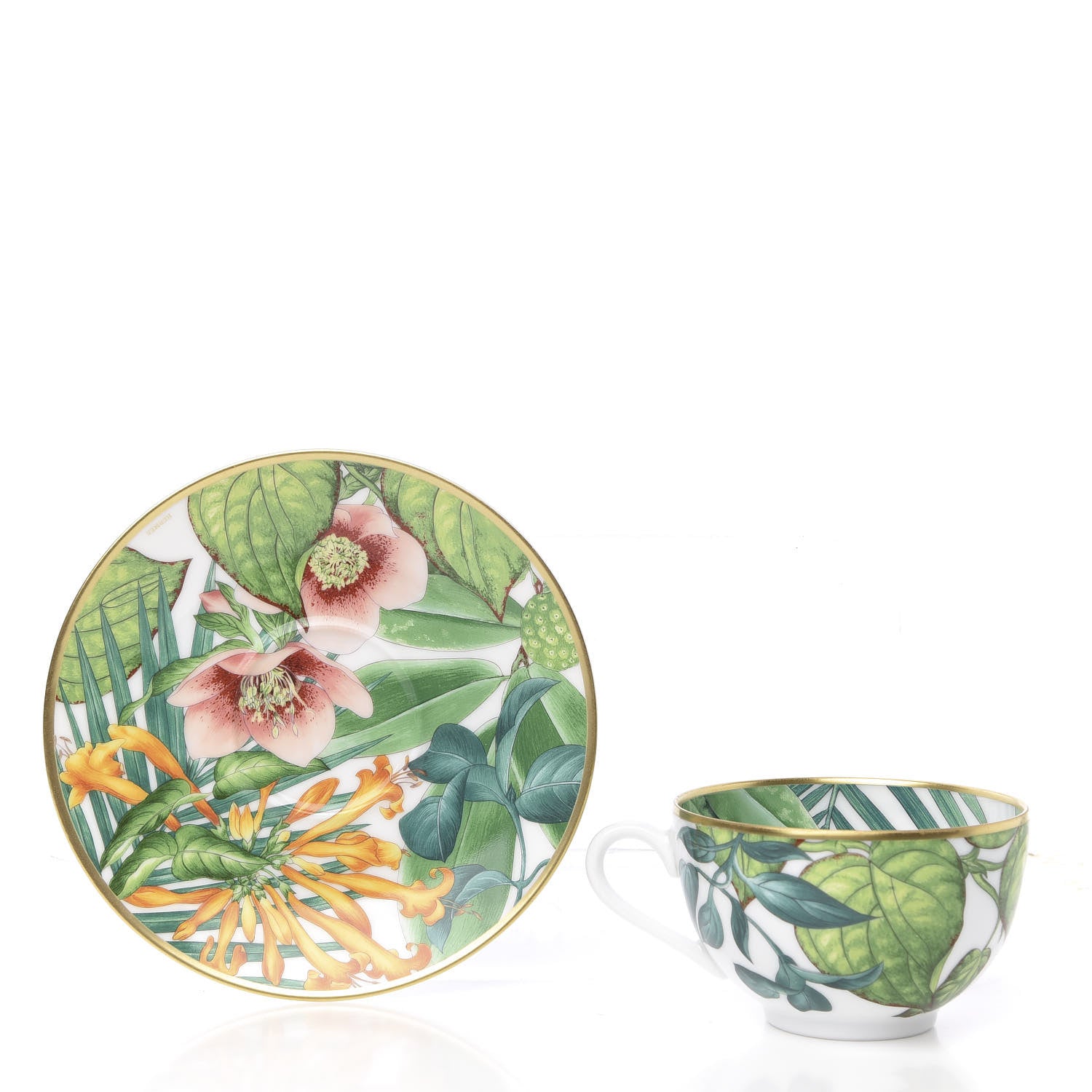 Hermes Porcelain Passifolia Tea Cup And Saucer Set Of 2 3 of 8
