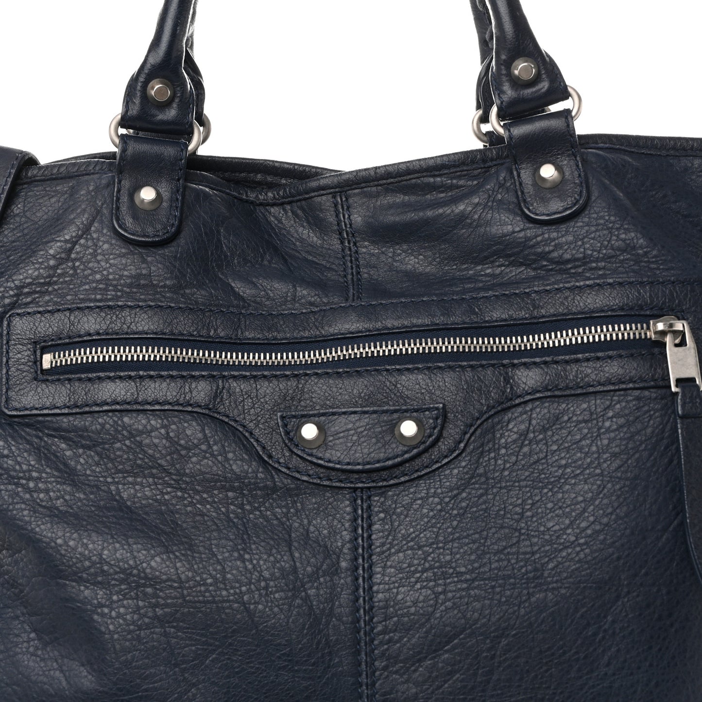 Agneau Classic Silver Hardware Hexagon Bleu Mineral