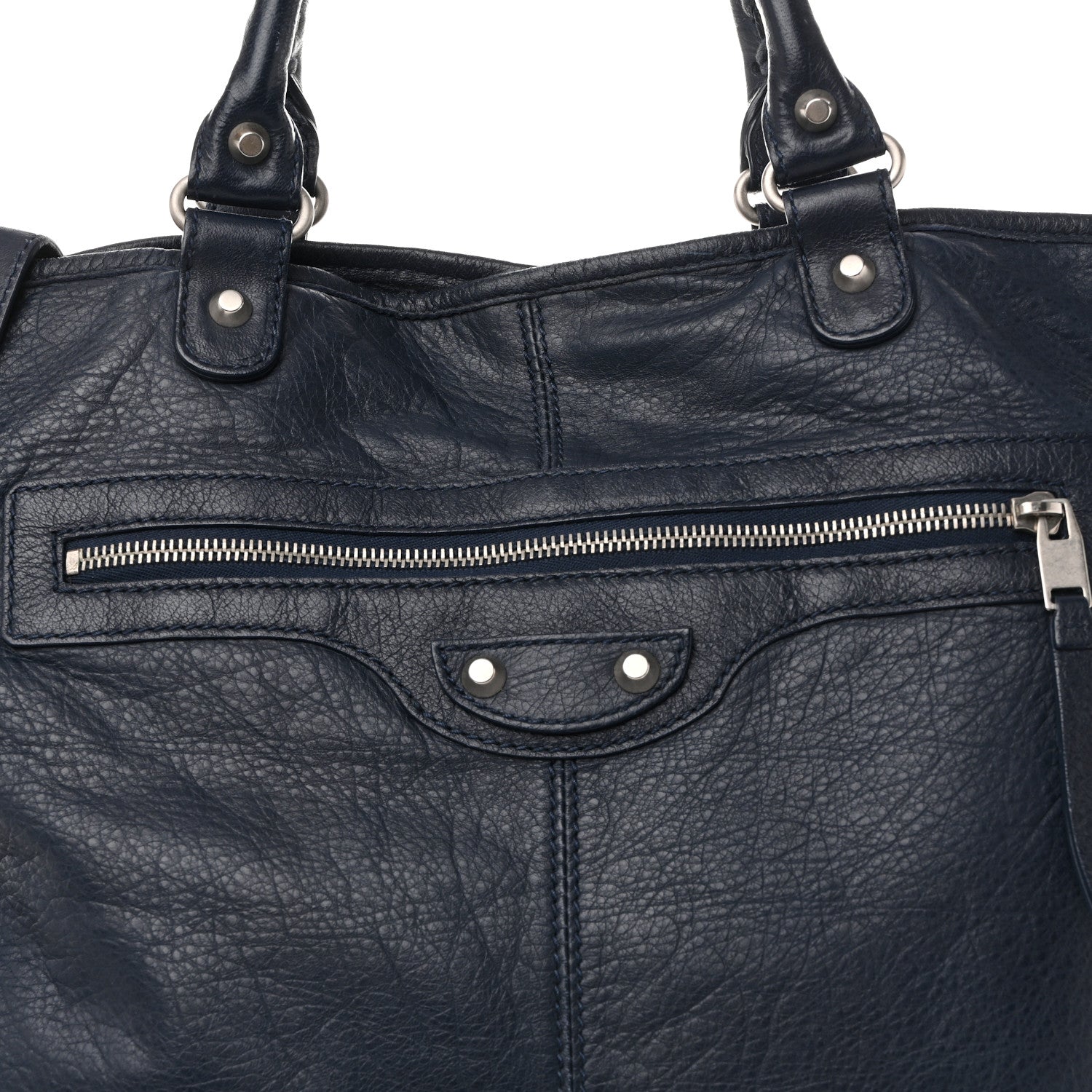 Balenciaga Agneau Classic Silver Hardware Hexagon Bleu Mineral 8 of 10