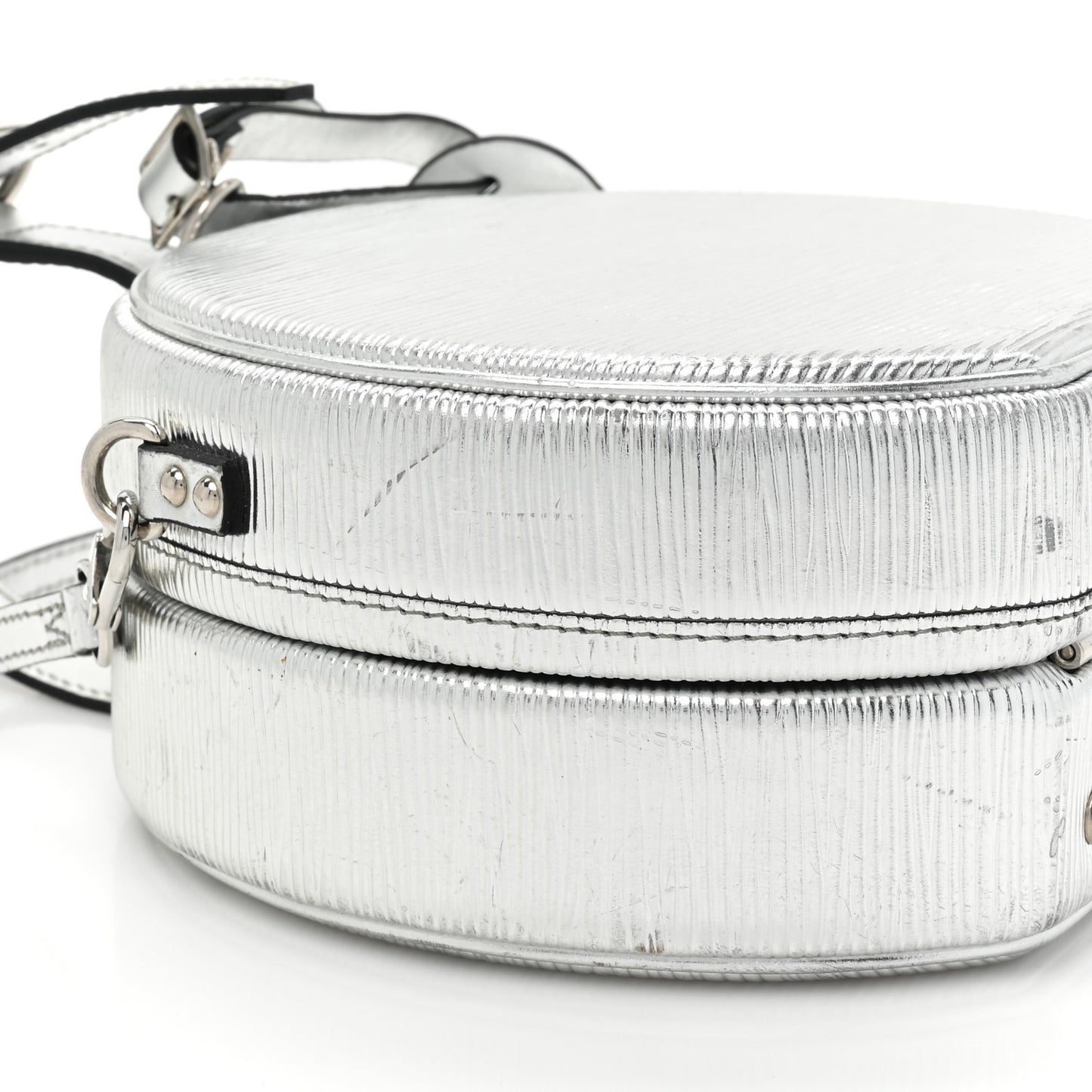 Metallic Epi Petite Boite Chapeau Silver