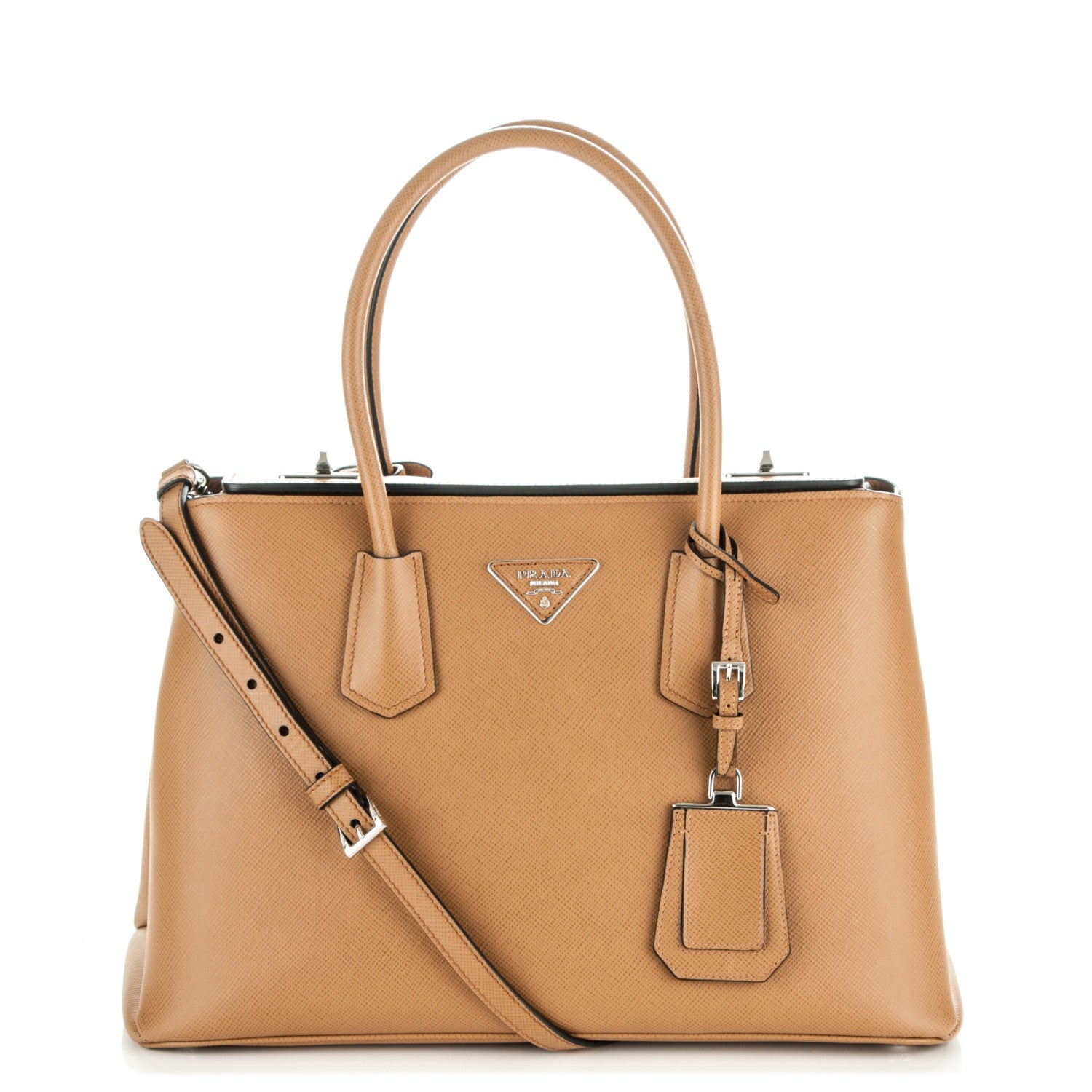 Prada Saffiano Cuir Twin Tote Caramel 1 of 6
