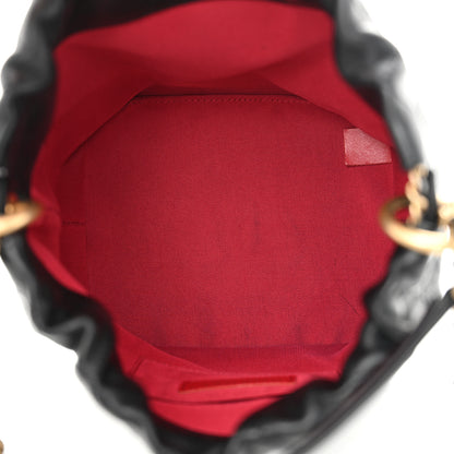Chanel Lambskin Stitched Drawstring Bucket Bag Black 5 of 11