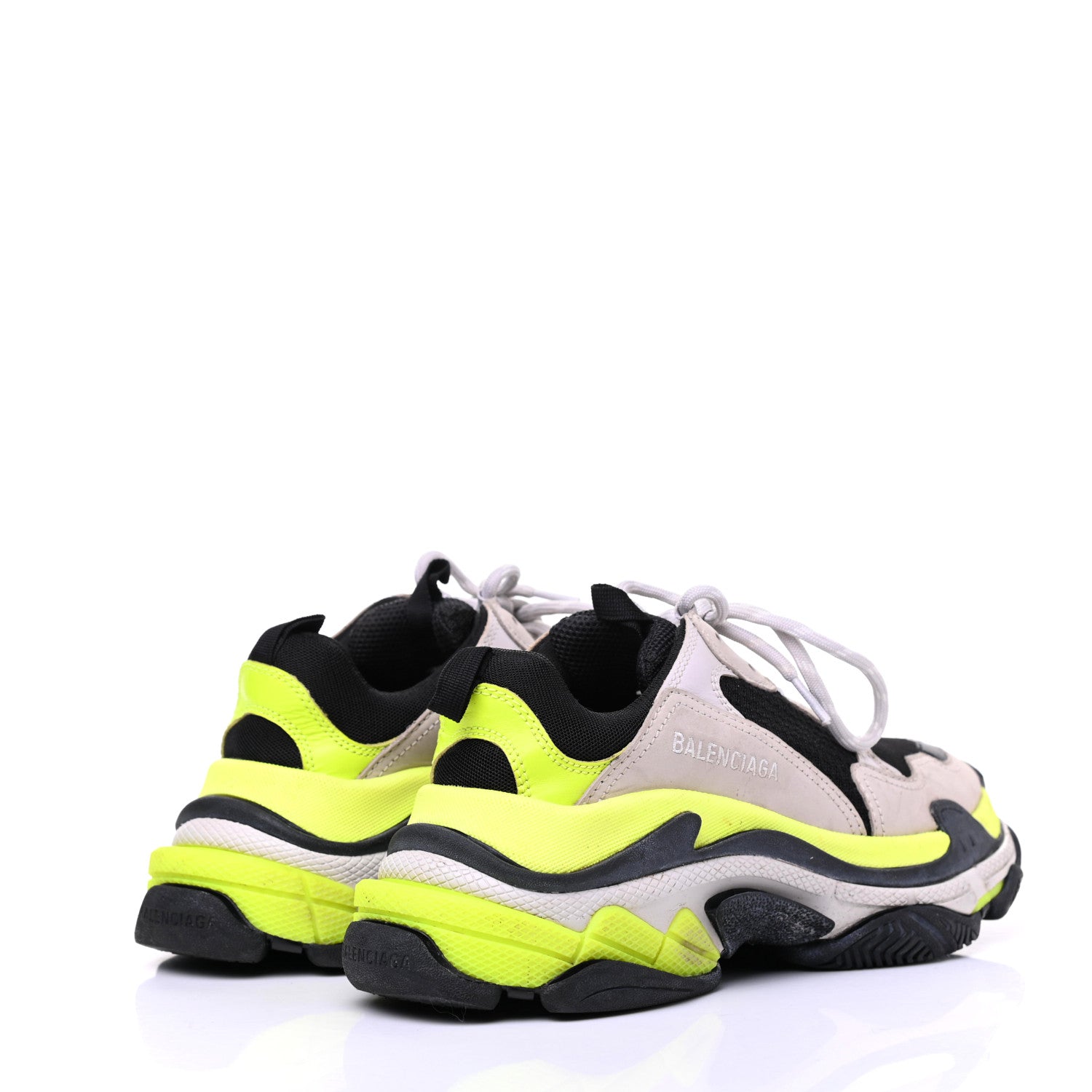 Balenciaga Fabric Mesh Womens Triple S Sneakers 39 Grey Black Jaune Fluo 4 of 17