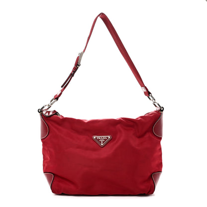 Prada Tessuto Nylon Calfskin Hobo Fuoco 1 of 9