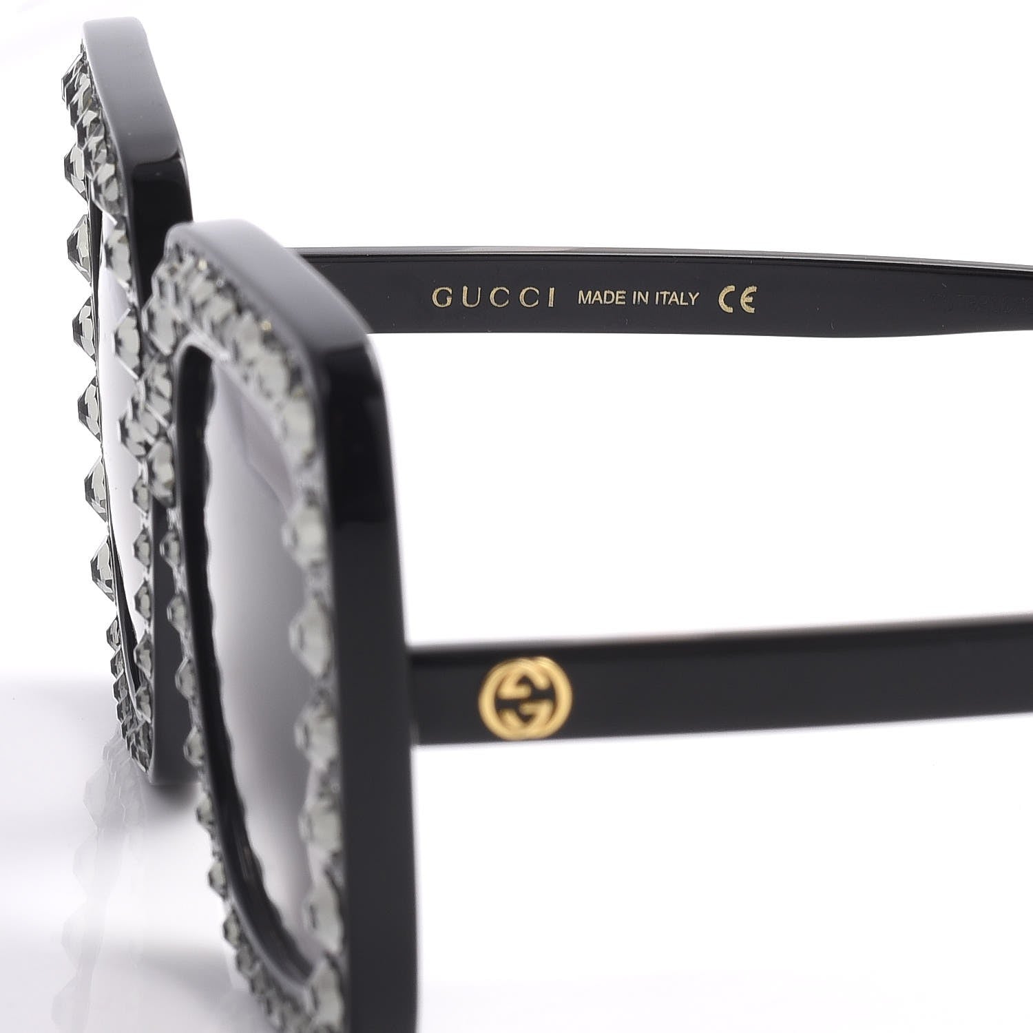 Gucci Acetate Crystal Oversize Sunglasses GG0148S Black 6 of 9