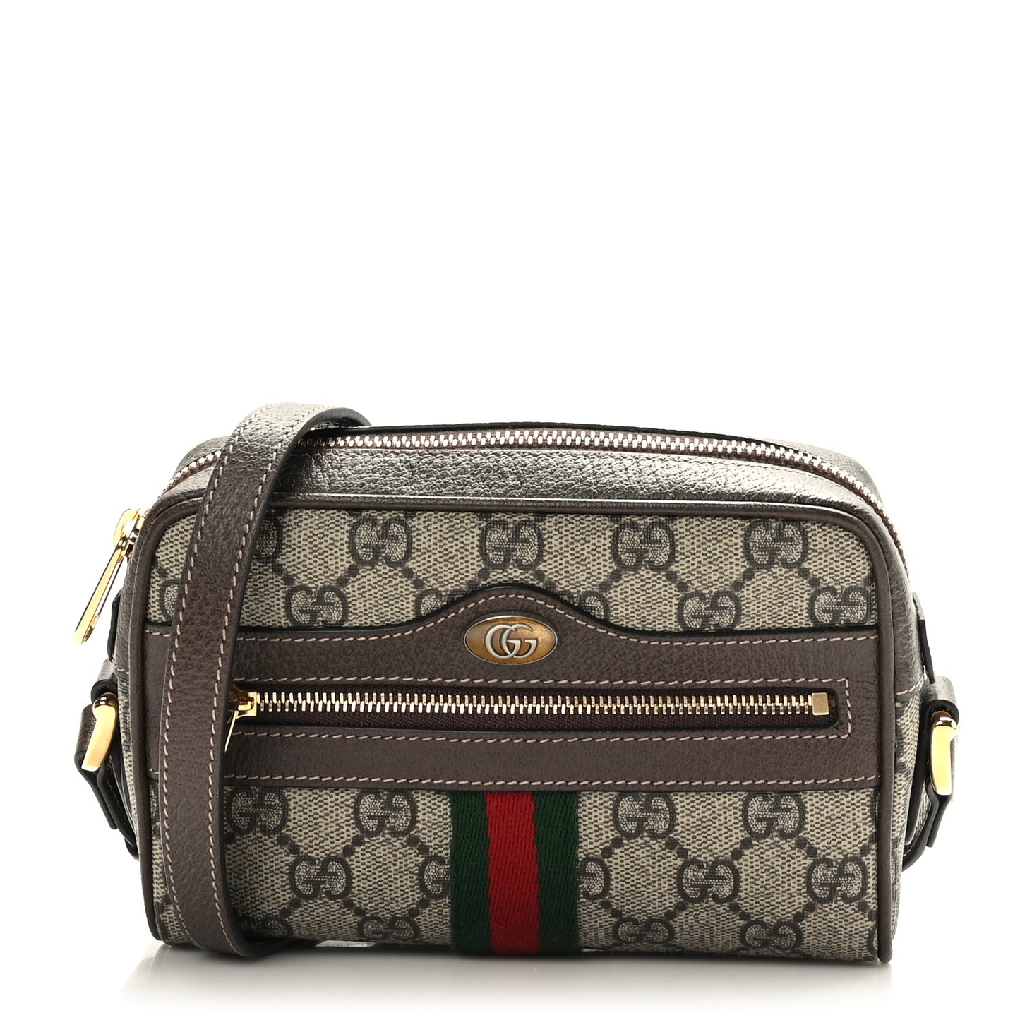 GG Supreme Monogram Web Mini Ophidia Shoulder Bag Brown