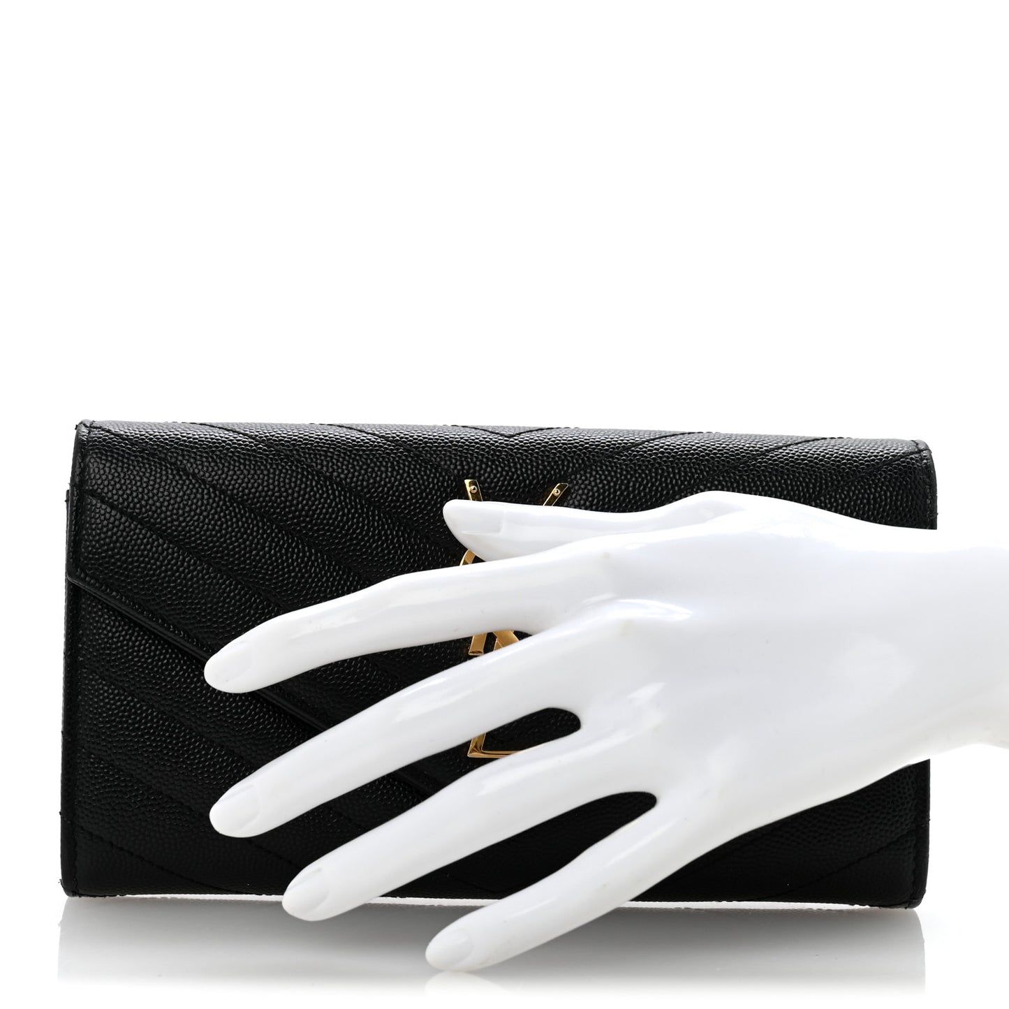Grain De Poudre Matelasse Chevron Monogram Flap Wallet Black