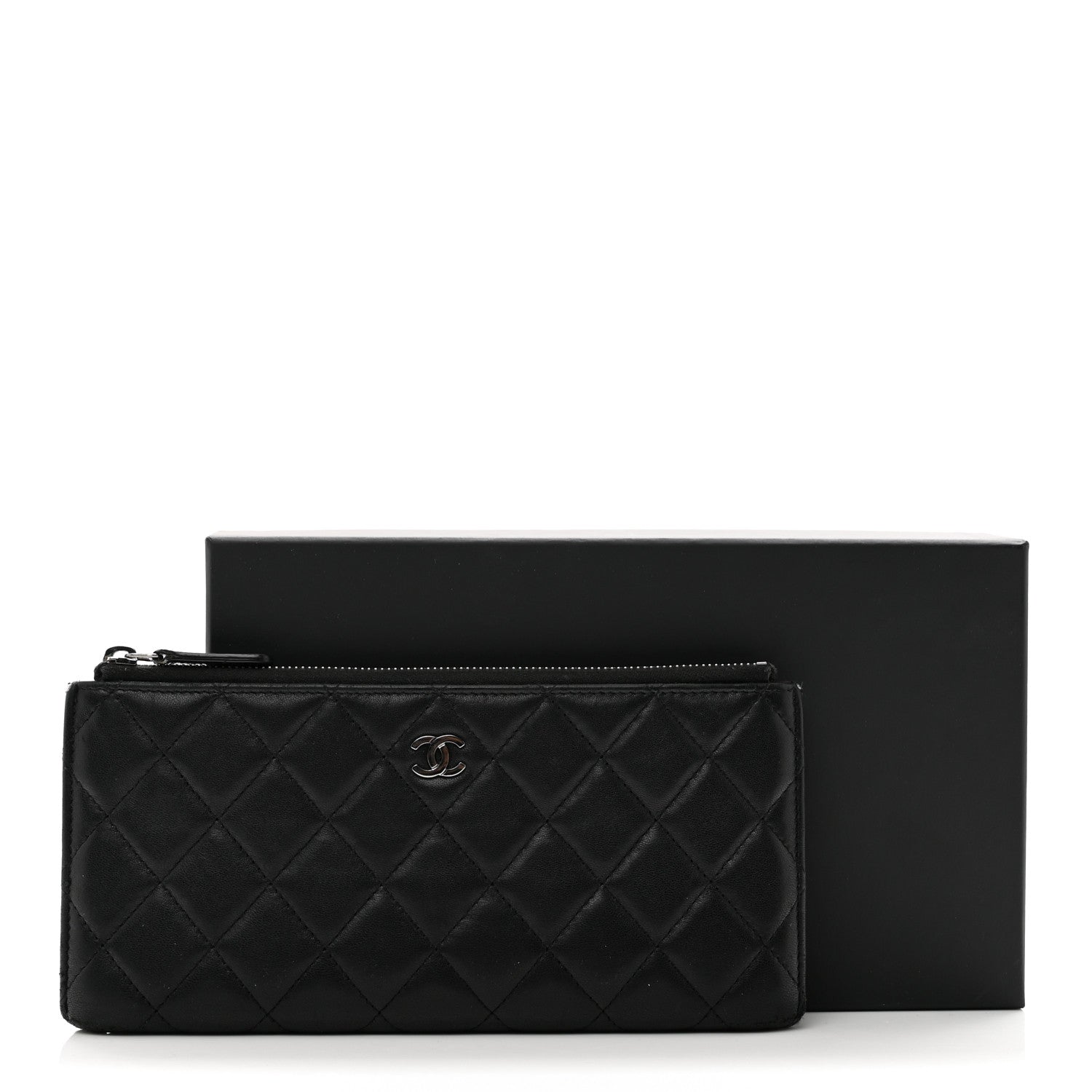 Chanel Lambskin Quilted Zip Pouch Black 13 of 13