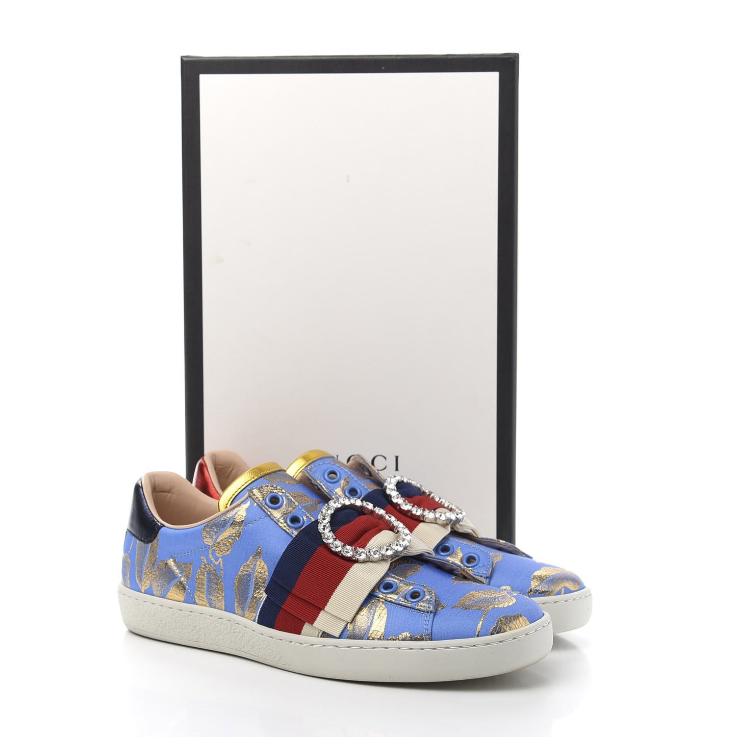 Lurex Jacquard Crystal Sylvie Web Branches Womens Ace Sneakers 36 Pervinca Gold