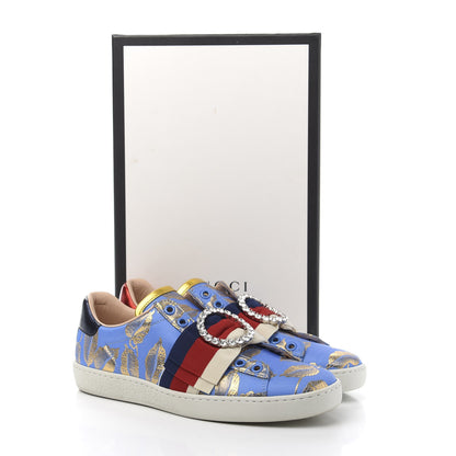 Gucci Lurex Jacquard Crystal Sylvie Web Branches Womens Ace Sneakers 36 Pervinca Gold 10 of 10