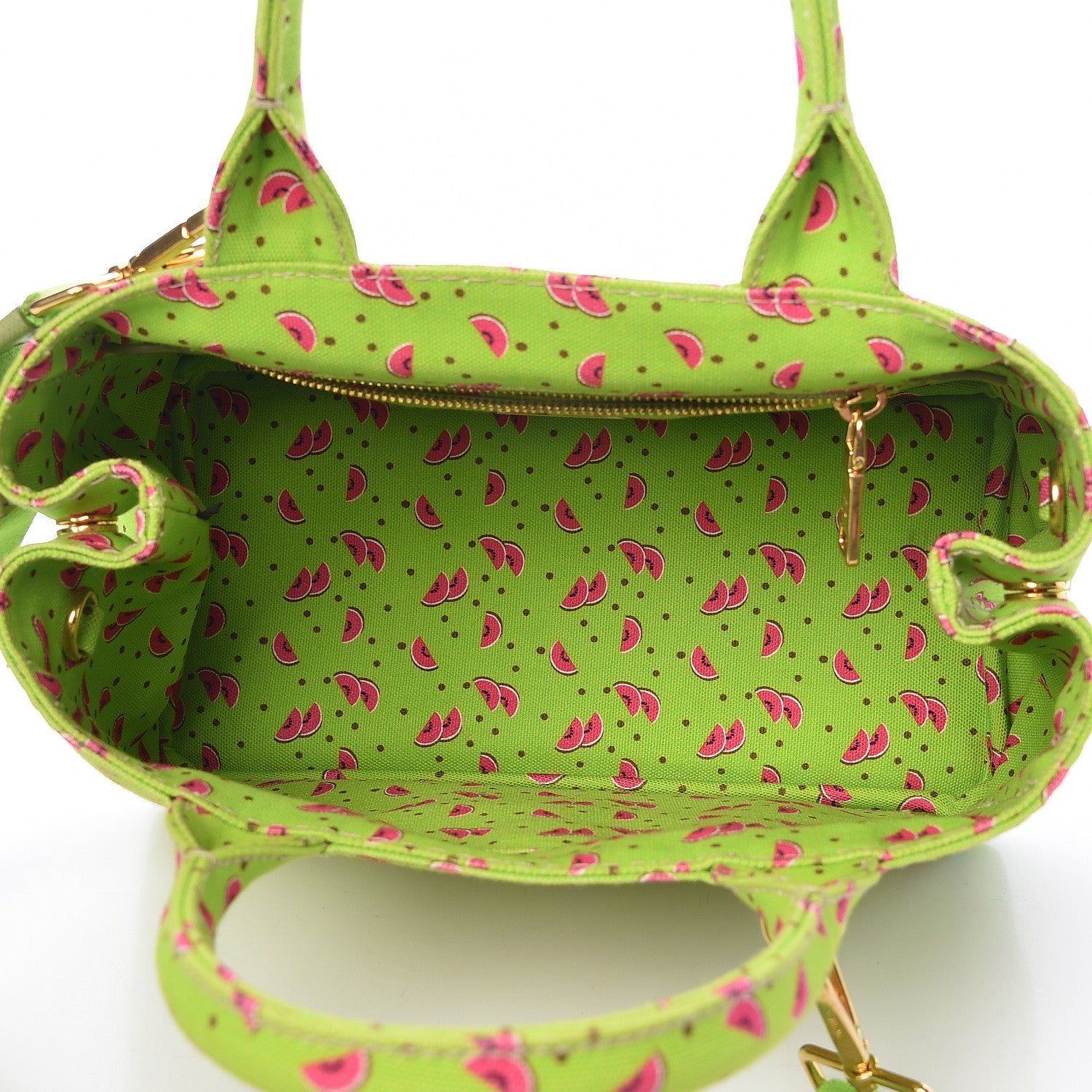 Prada Canapa Watermelon Print Small Logo Tote Erba 6 of 14