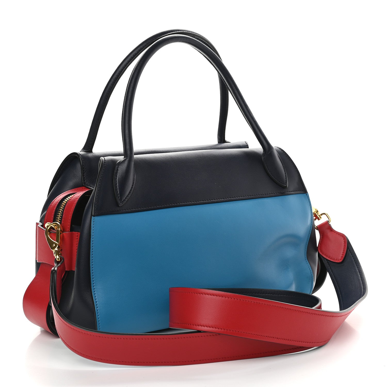 Prada City Calf Ribbon Bowling Bag Celeste Baltico 2 of 8