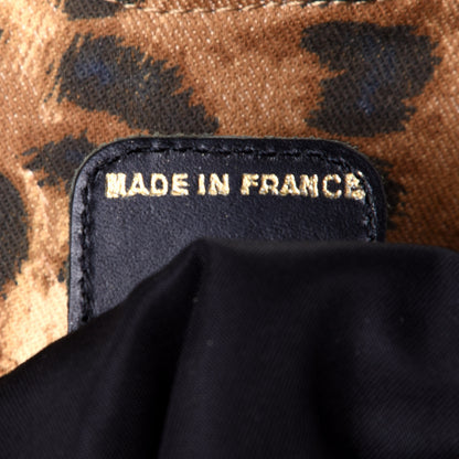 Christian Dior Canvas Leopard Print Ostrich Saddle Bag Brown Green 6 of 14