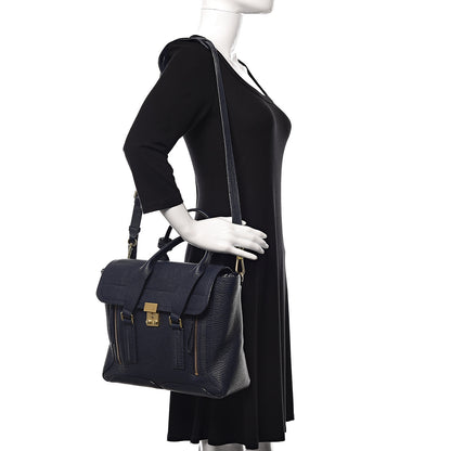 3.1 Phillip Lim Textured Calfskin Medium Pashli Satchel Ink 2 of 12