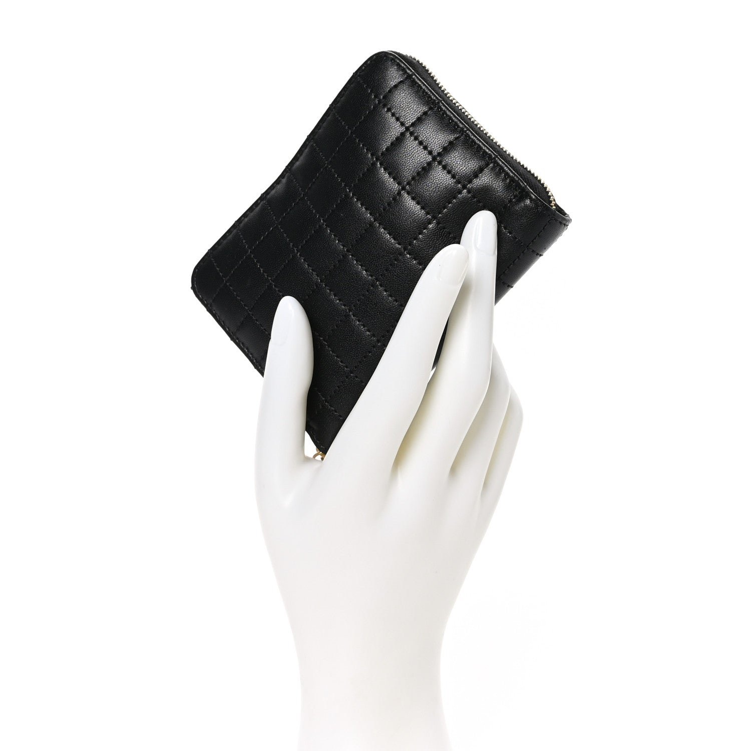 Celine Calfskin Quilted C Charm Wallet Black 2 of 9
