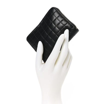 Celine Calfskin Quilted C Charm Wallet Black 2 of 9