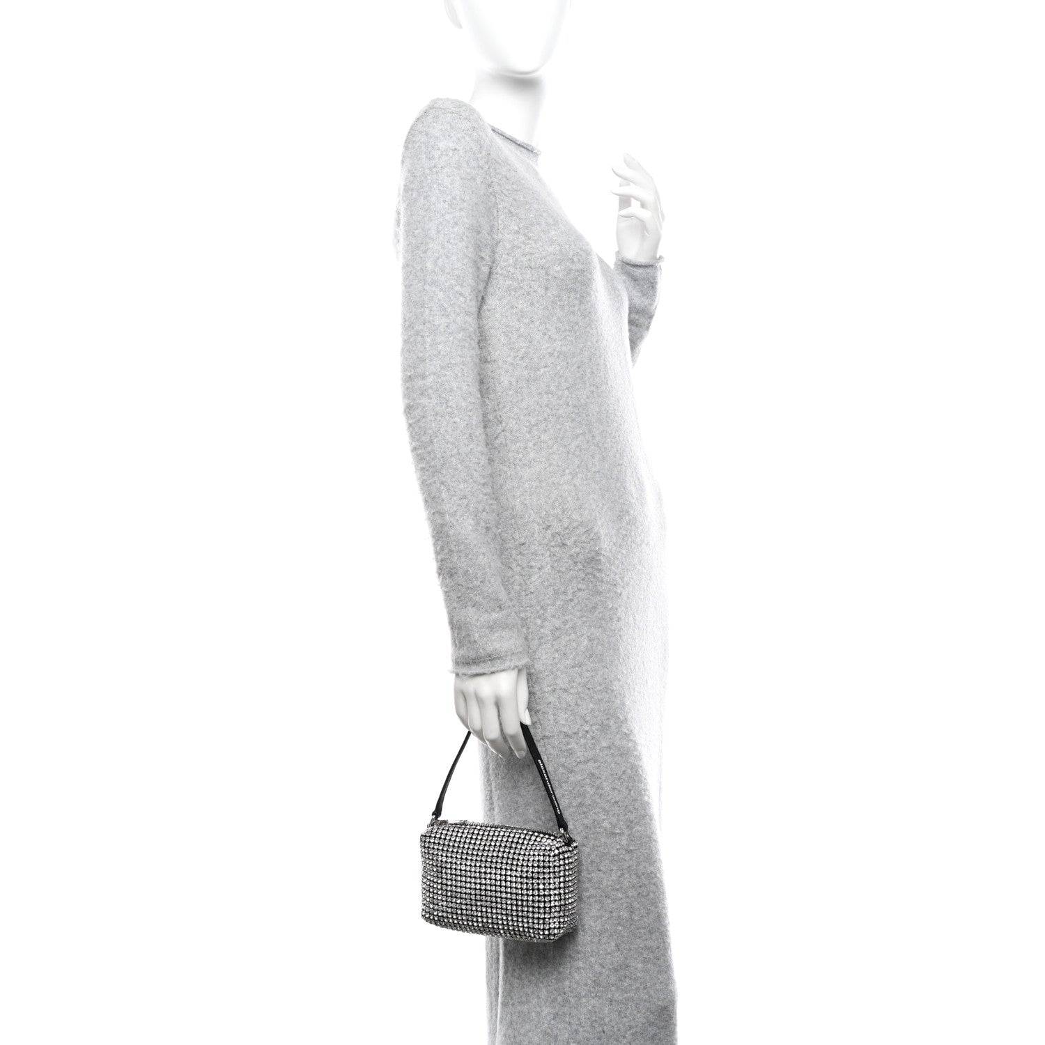 Alexander Wang Mesh Crystal Rhinestone Mini Heiress Pouch Black Silver 1 of 10