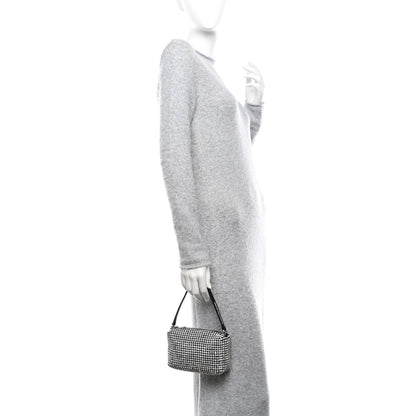 Alexander Wang Mesh Crystal Rhinestone Mini Heiress Pouch Black Silver 1 of 10