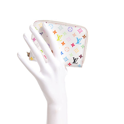 Louis Vuitton Monogram Multicolor Zippy Coin Purse Wallet White Litchi 2 of 8