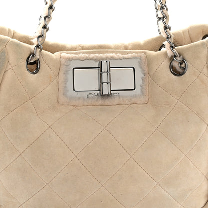 Chanel Shearling Quilted Mademoiselle Tote Beige 8 of 11