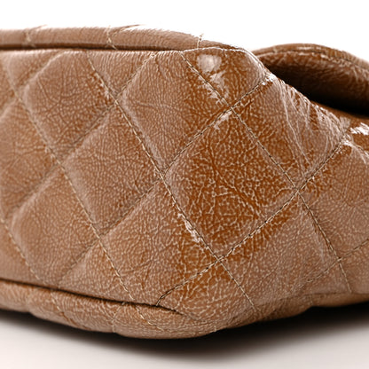 Chanel Crinkled Patent Quilted Jumbo Single Flap Camel Beige 10 of 10