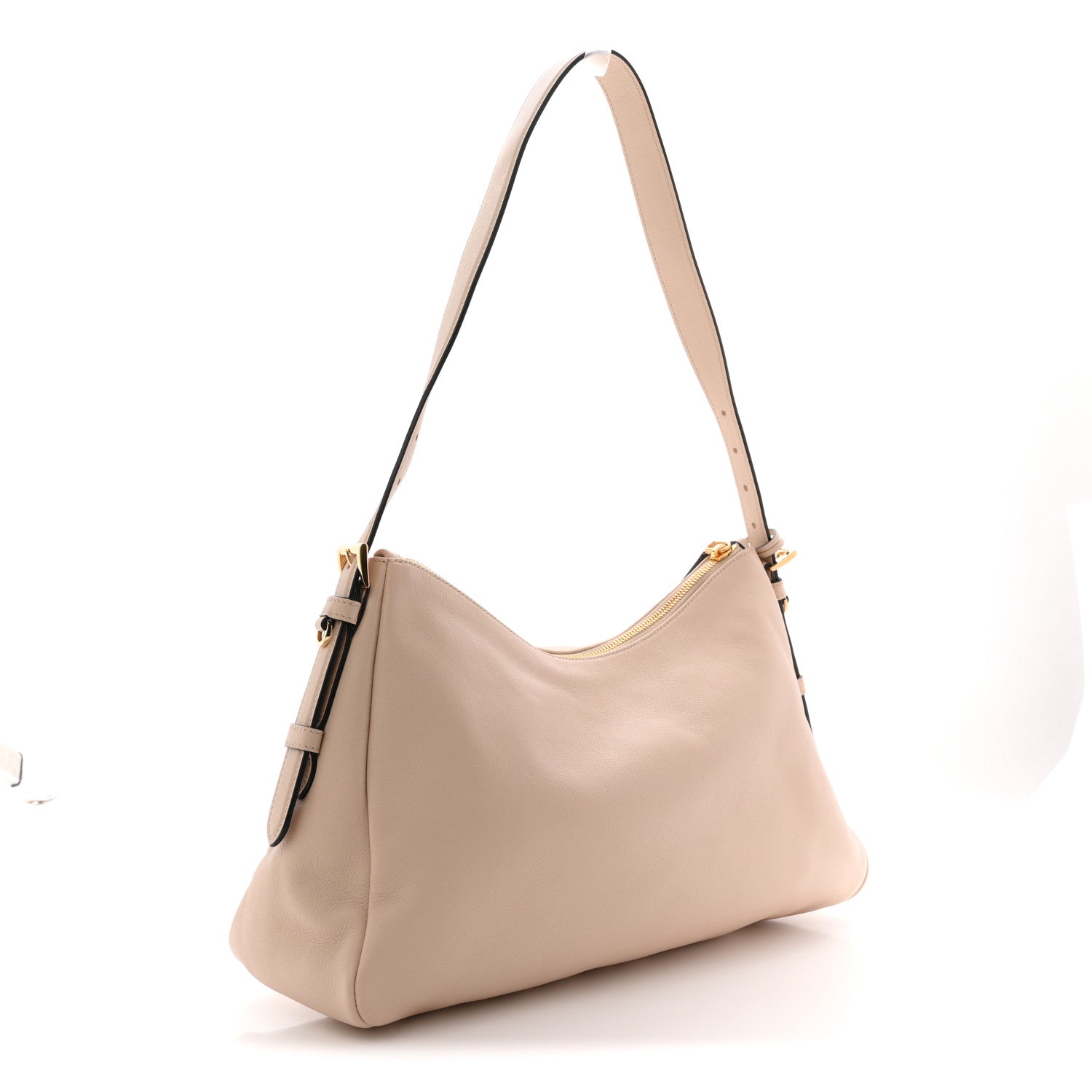 Prada Soft Calfskin Large Aimée Shoulder Bag Travertine 3 of 11