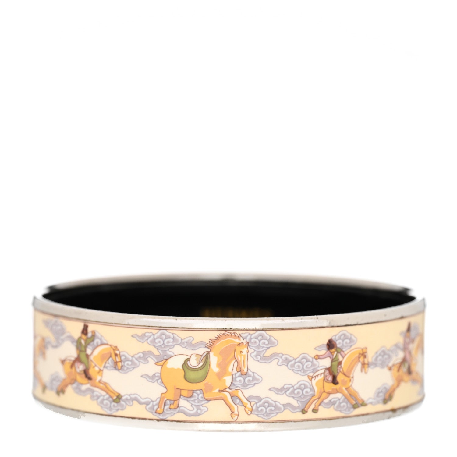 Hermes Enamel Printed Wide Galop Volant Bracelet 65 Creme 1 of 5