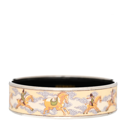 Hermes Enamel Printed Wide Galop Volant Bracelet 65 Creme 1 of 5