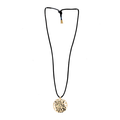 Cartier 18K Yellow Gold Enamel Tsavorite Panthere De Cartier Pendant Cord Necklace 2 of 4