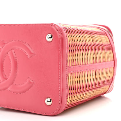 Chanel Glazed Calfskin Raffia Vanity Case Bag Pink 10 of 10