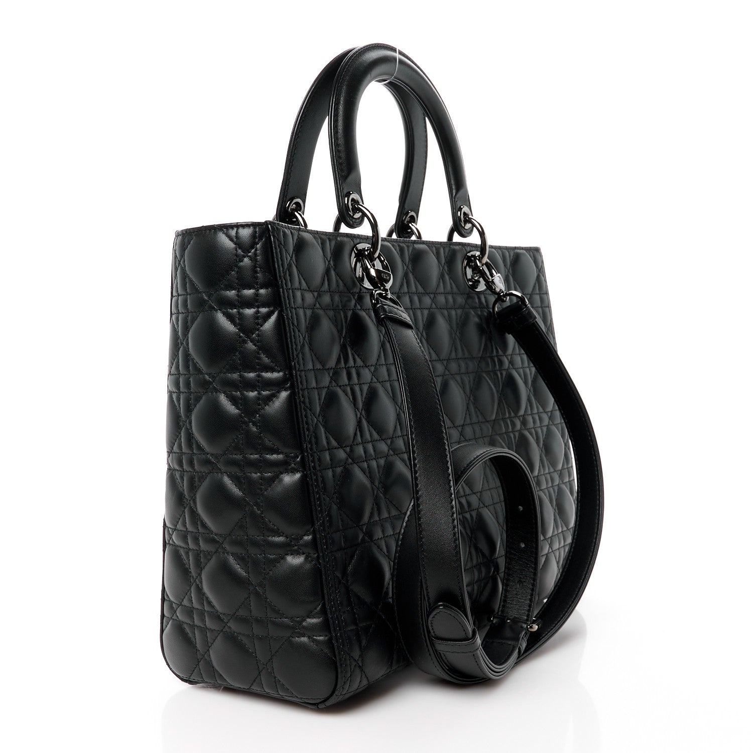 Christian Dior Lambskin Cannage Large Lady Dior Black 3 of 11