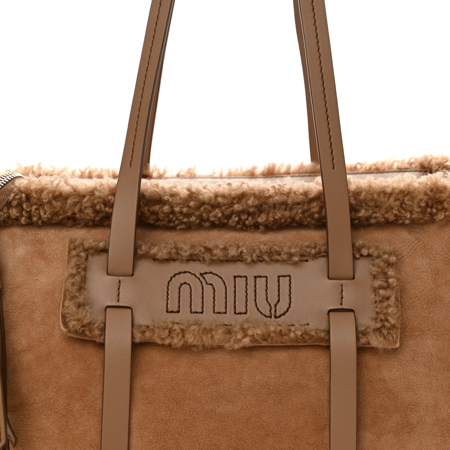 Shearling Suede Shopping Tote Caramel