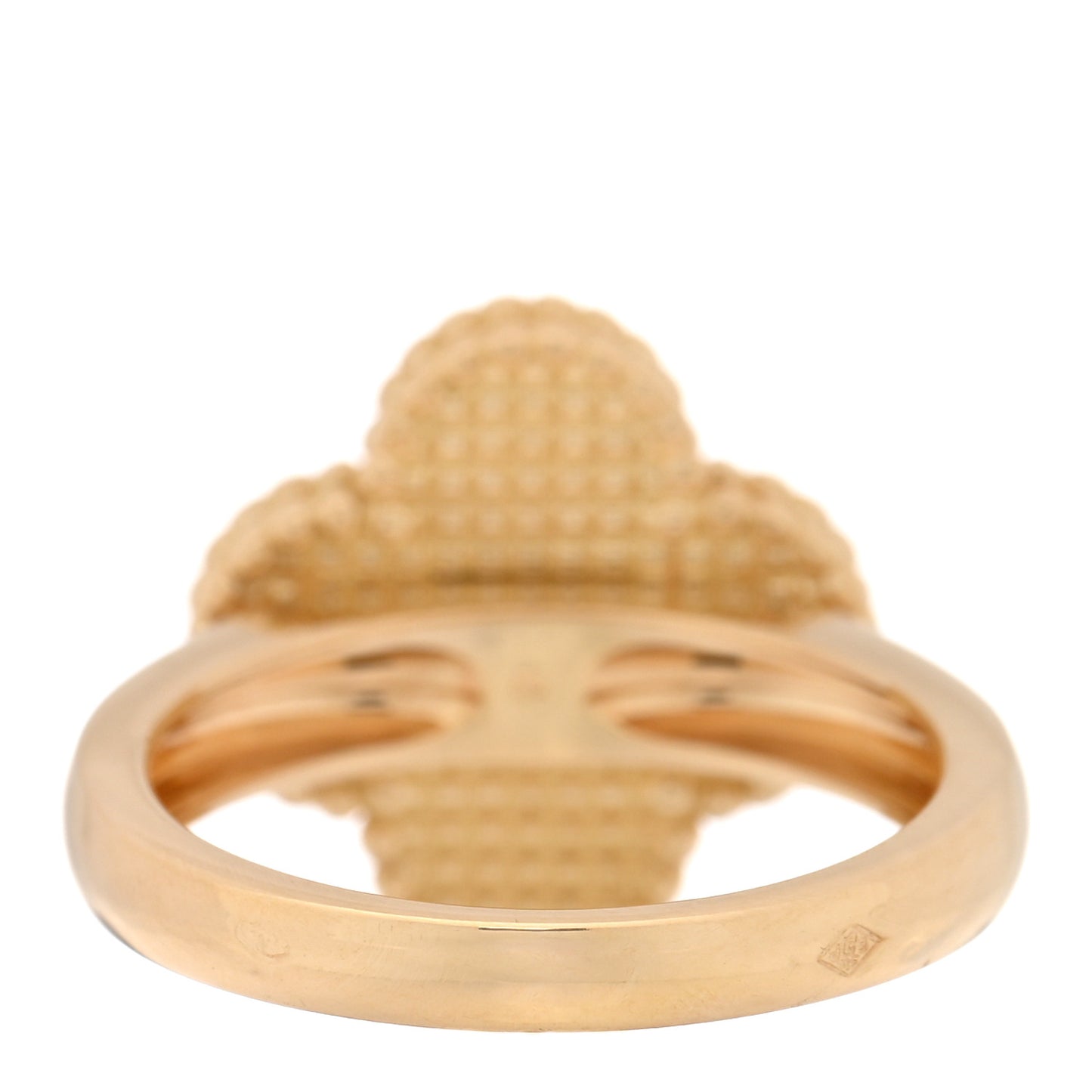 18K Yellow Gold Diamond Mother of Pearl Vintage Alhambra Ring 51 5.75