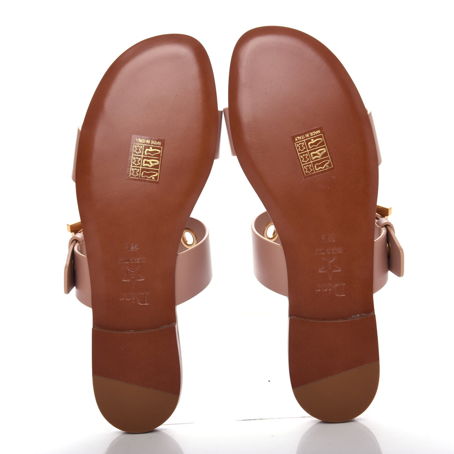 Calfskin D-Dior Slide Sandals 36.5 Rose De Vents