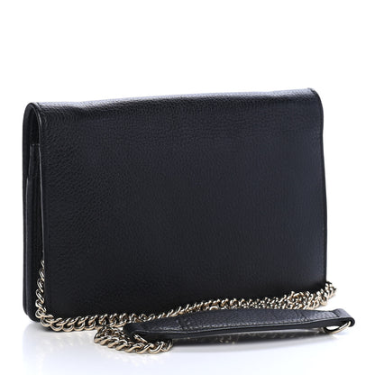 Gucci Pebbled Calfskin Soho Wallet on Chain Black 3 of 9