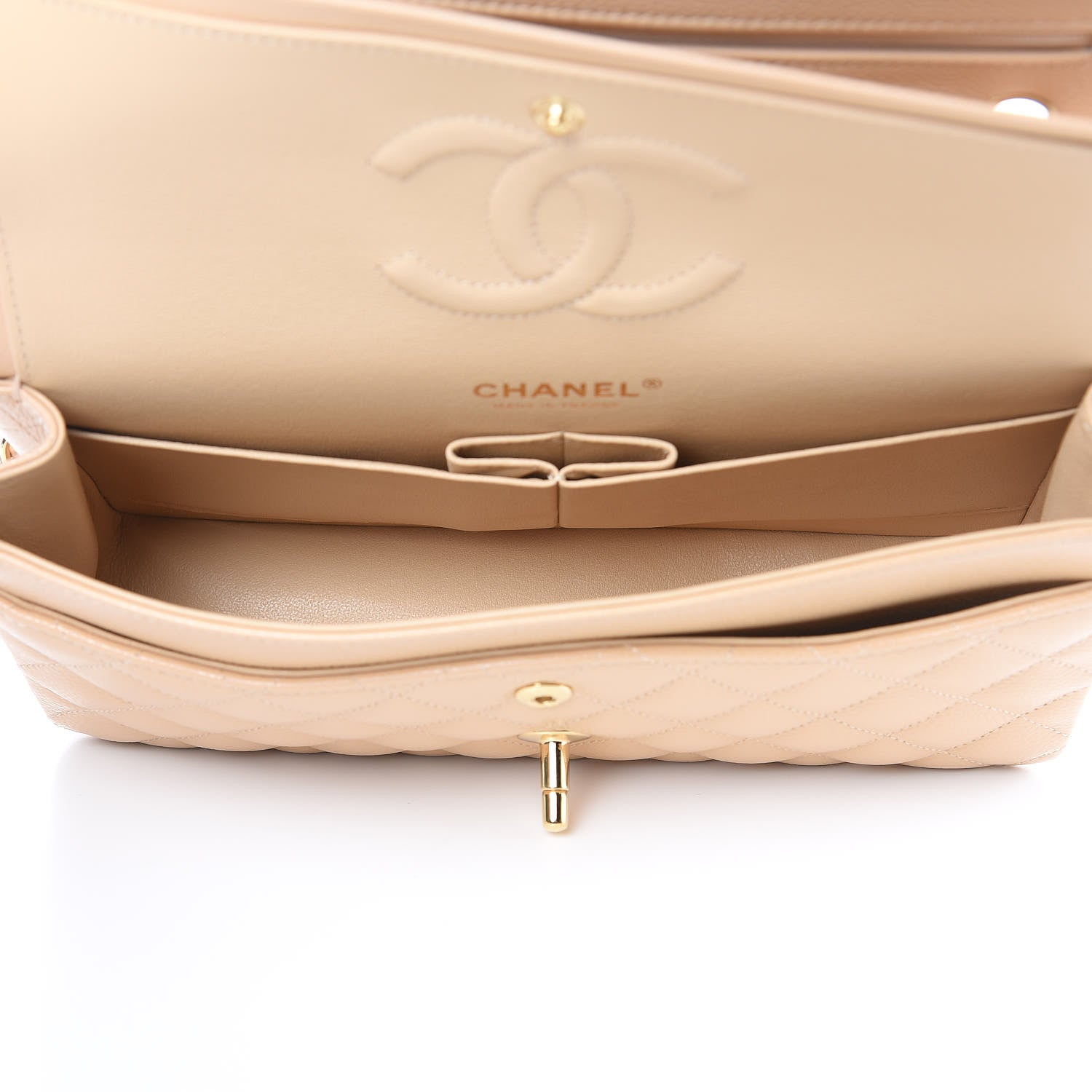 Chanel Caviar Quilted Medium Double Flap Beige 5 of 10