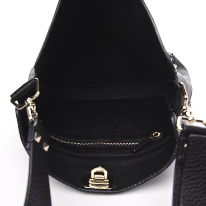 Valentino Garavani Pebbled Calfskin Large Rockstud Flip-Lock Messenger Bag Black 5 of 9