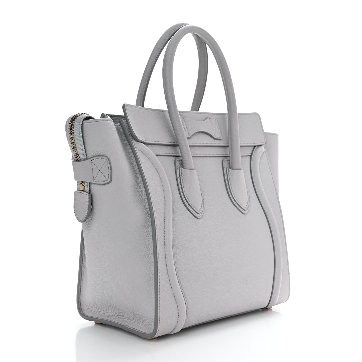 Drummed Calfskin Micro Luggage Light Grey