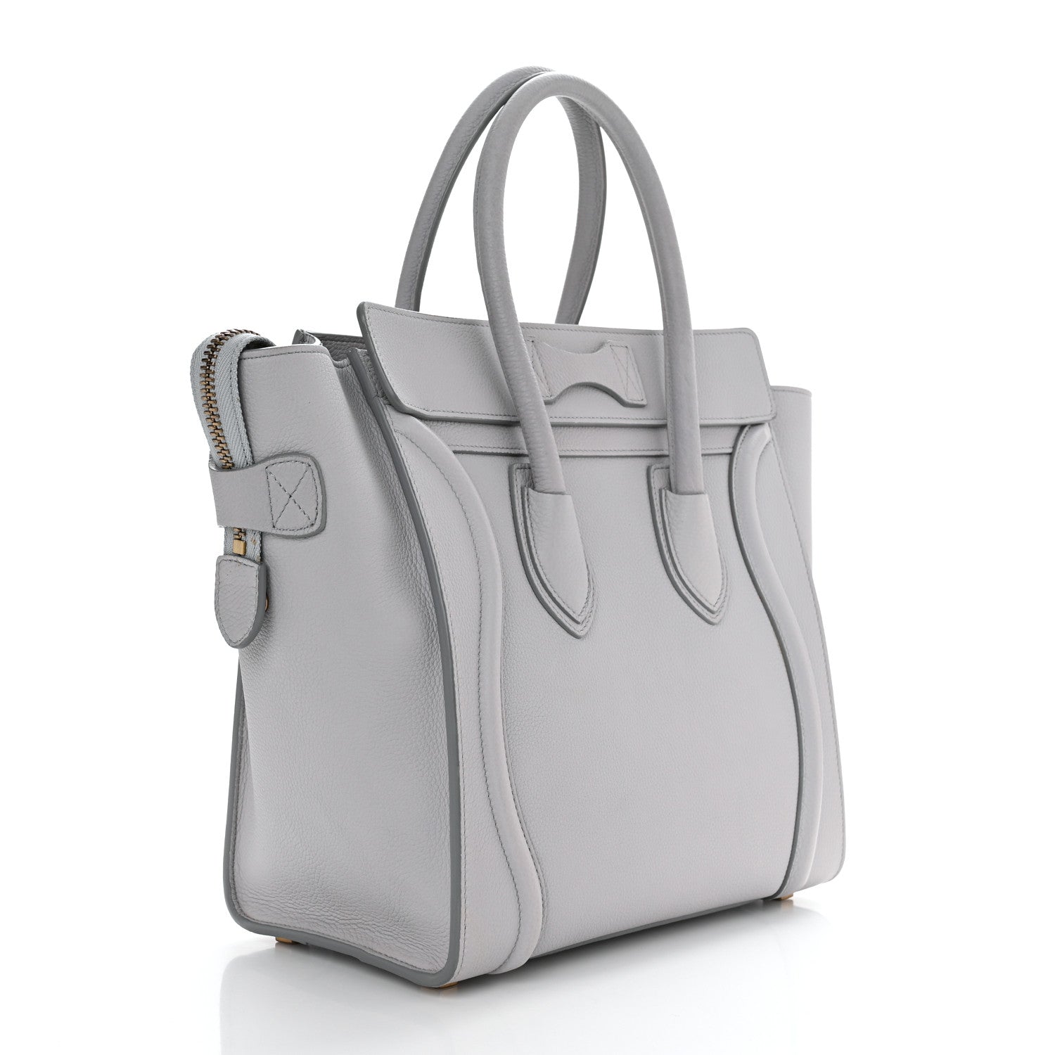 Celine Drummed Calfskin Micro Luggage Light Grey 3 of 11