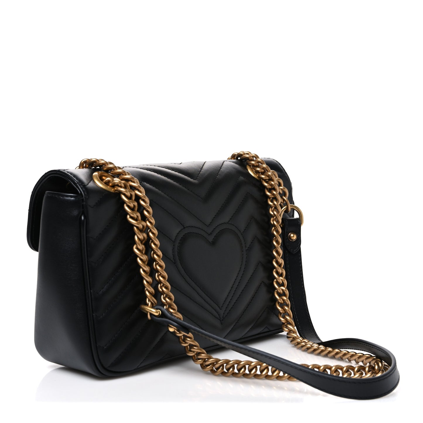 Calfskin Matelasse Small GG Marmont Shoulder Bag Black