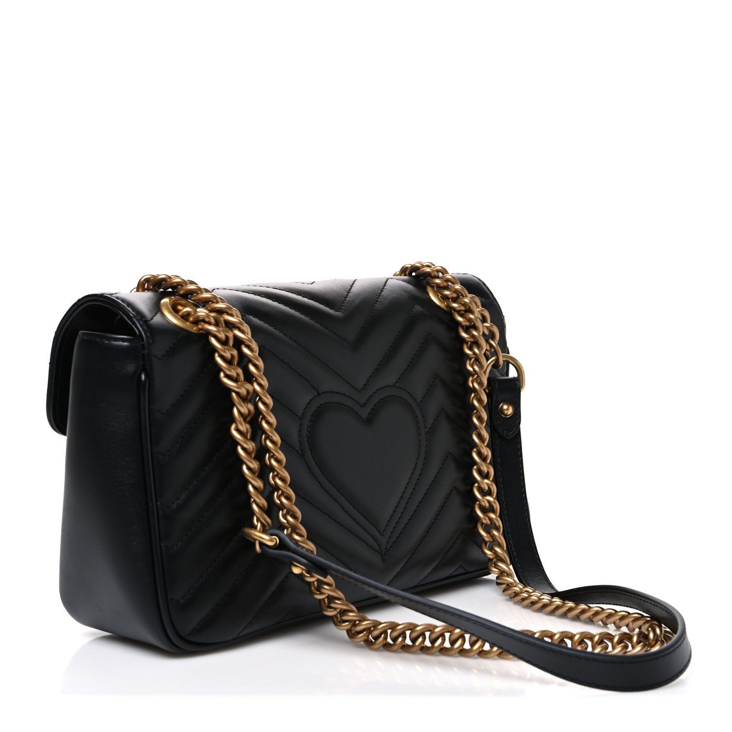 Gucci Calfskin Matelasse Small GG Marmont Shoulder Bag Black 3 of 10