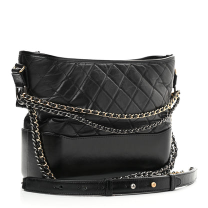 Chanel Aged Calfskin Quilted Medium Gabrielle Hobo Black 2 of 9