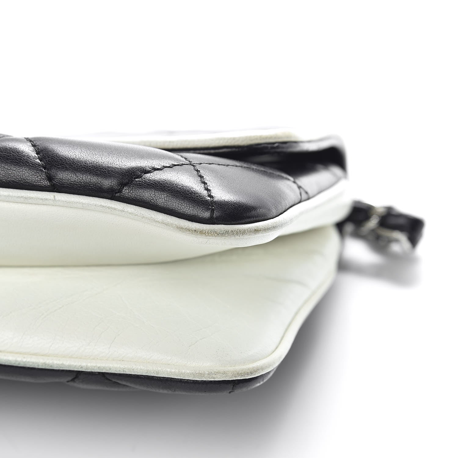 Chanel Lambskin Quilted Flap Black White 12 of 18