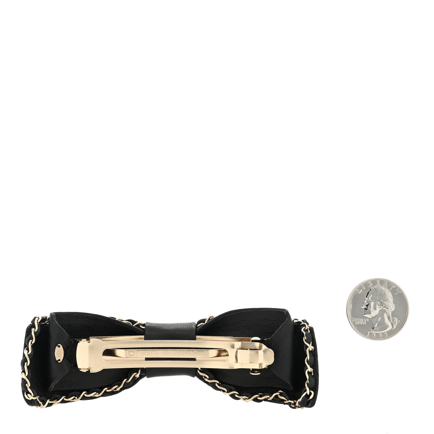 Chanel Lambskin Bow Chain CC Hair Clip Black 2 of 4