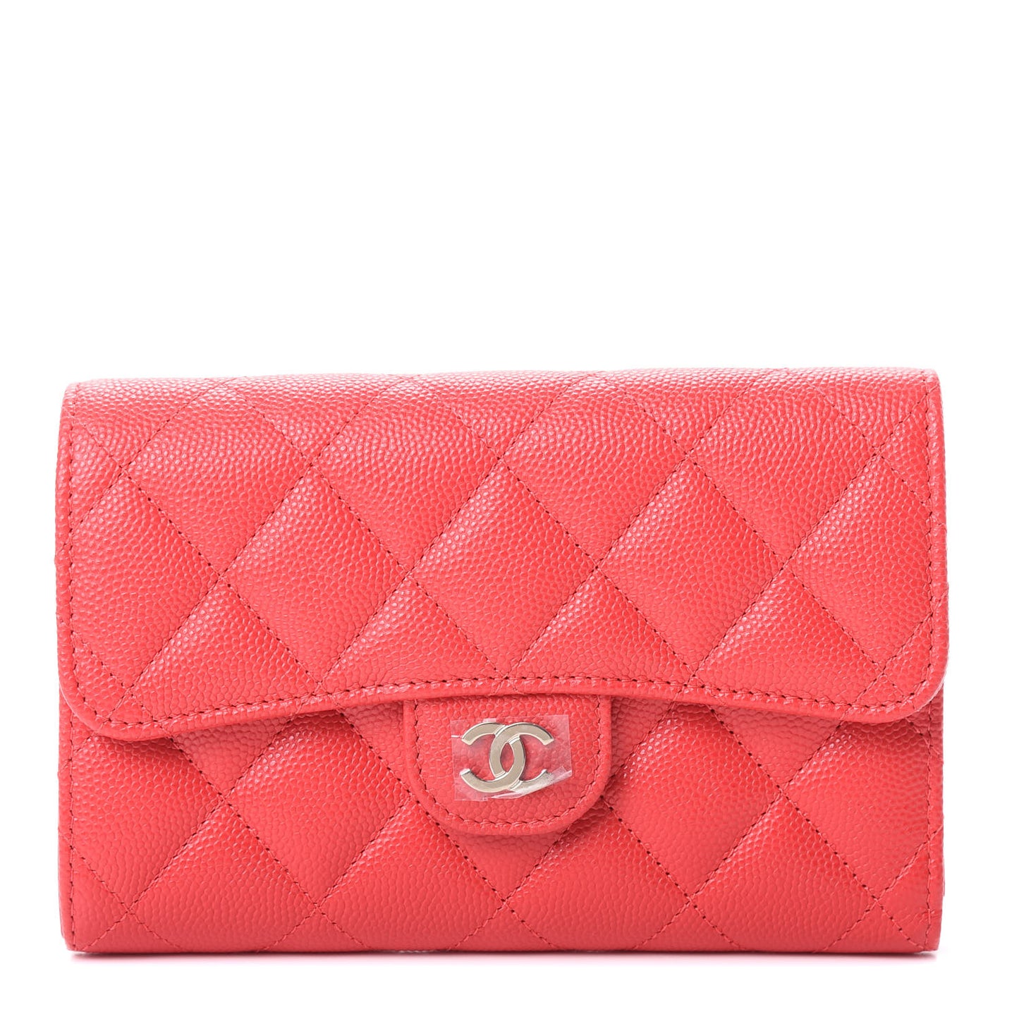 Caviar Quilted Medium Flap Wallet Red