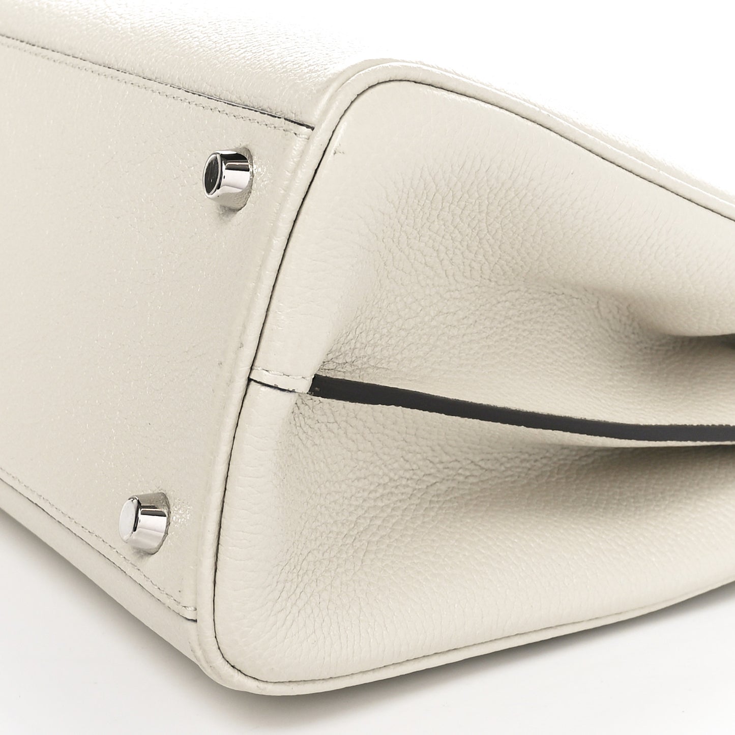 Grainy Calfskin Small Zumi Top Handle Bag Mystic White